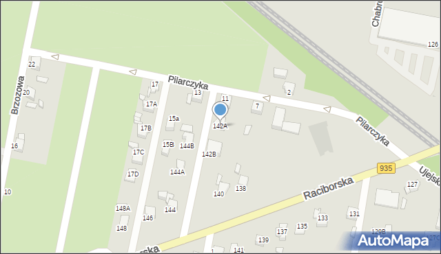 Rybnik, Raciborska, 142A, mapa Rybnika