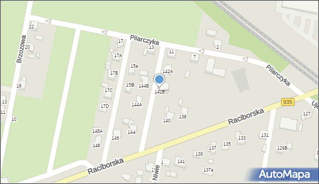 Rybnik, Raciborska, 142B, mapa Rybnika