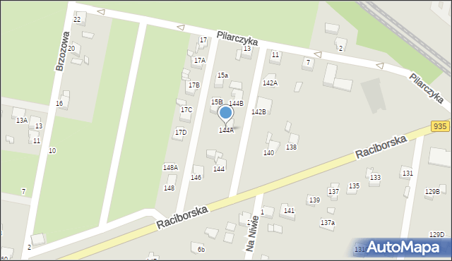 Rybnik, Raciborska, 144A, mapa Rybnika