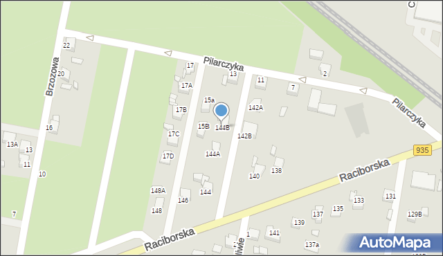 Rybnik, Raciborska, 144B, mapa Rybnika