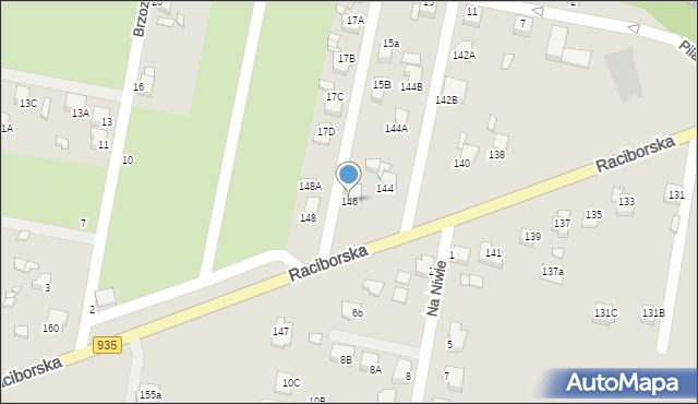 Rybnik, Raciborska, 146, mapa Rybnika