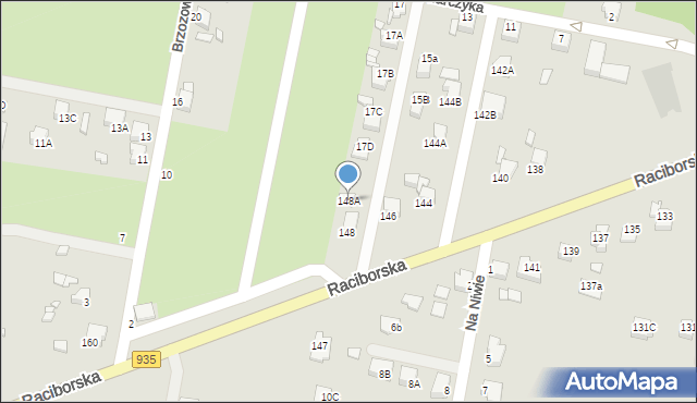 Rybnik, Raciborska, 148A, mapa Rybnika