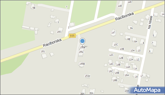 Rybnik, Raciborska, 155a, mapa Rybnika