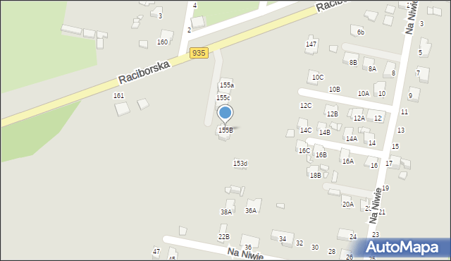 Rybnik, Raciborska, 155B, mapa Rybnika