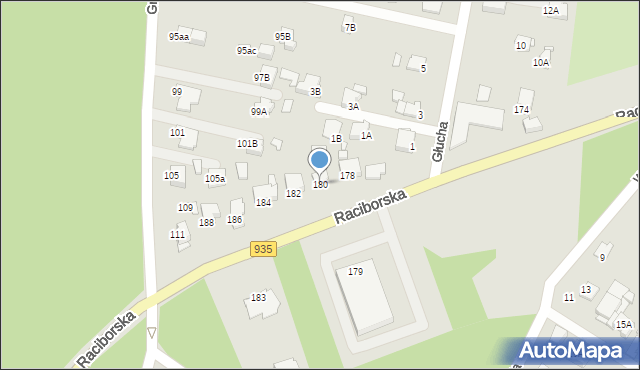 Rybnik, Raciborska, 180, mapa Rybnika