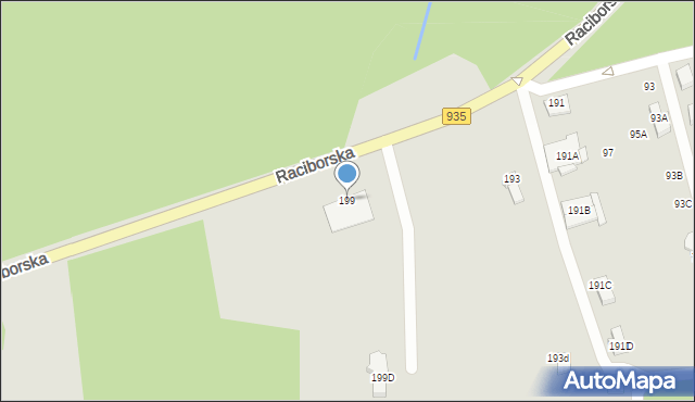 Rybnik, Raciborska, 199, mapa Rybnika