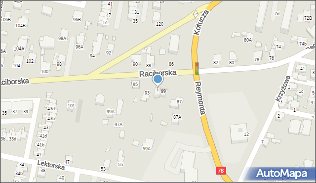 Rybnik, Raciborska, 91, mapa Rybnika