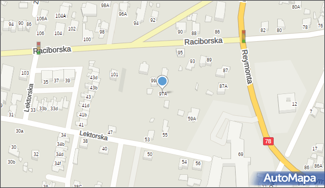Rybnik, Raciborska, 97A, mapa Rybnika