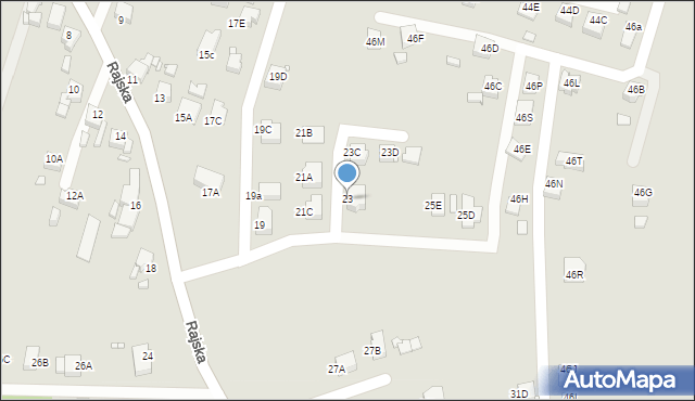 Rybnik, Rajska, 23, mapa Rybnika