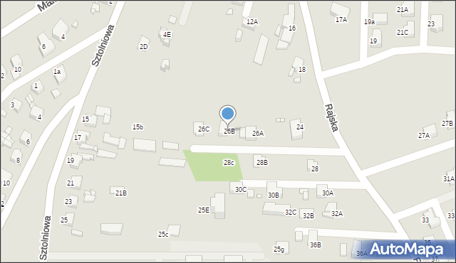 Rybnik, Rajska, 26B, mapa Rybnika