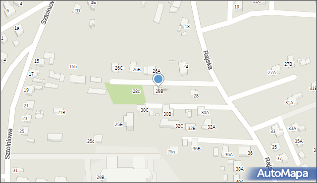 Rybnik, Rajska, 28B, mapa Rybnika