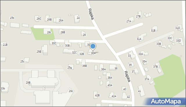 Rybnik, Rajska, 32A, mapa Rybnika