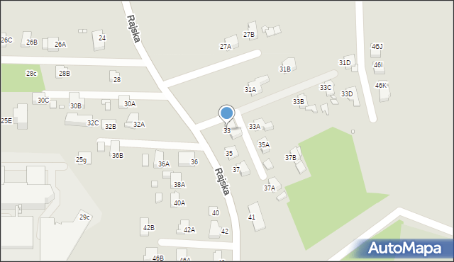 Rybnik, Rajska, 33, mapa Rybnika