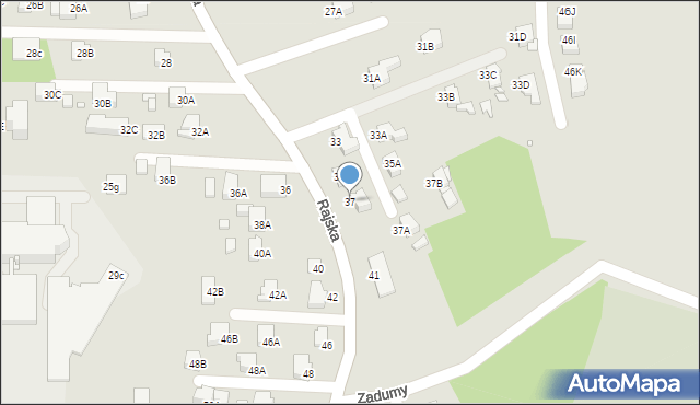 Rybnik, Rajska, 37, mapa Rybnika