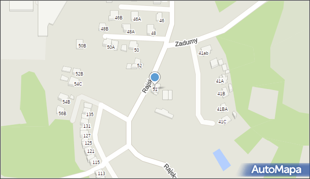 Rybnik, Rajska, 51, mapa Rybnika