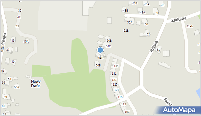 Rybnik, Rajska, 54B, mapa Rybnika