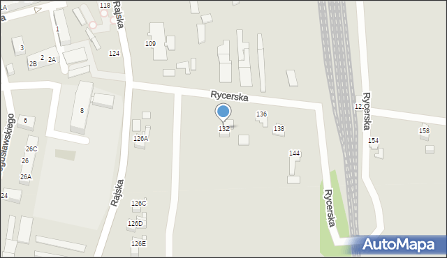 Rybnik, Rajska, 132, mapa Rybnika