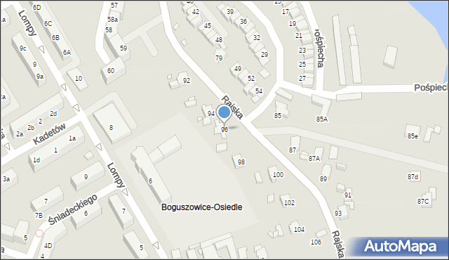 Rybnik, Rajska, 96, mapa Rybnika