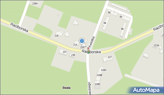 Rybnik, Raciborska, 210, mapa Rybnika