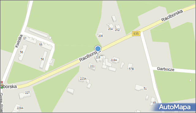 Rybnik, Raciborska, 219, mapa Rybnika