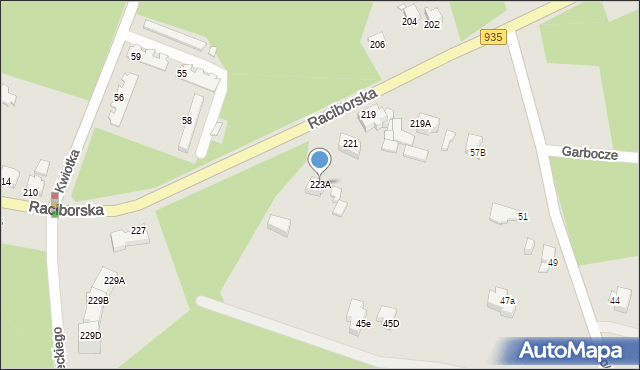 Rybnik, Raciborska, 223A, mapa Rybnika