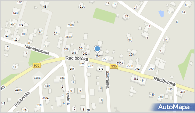 Rybnik, Raciborska, 260, mapa Rybnika