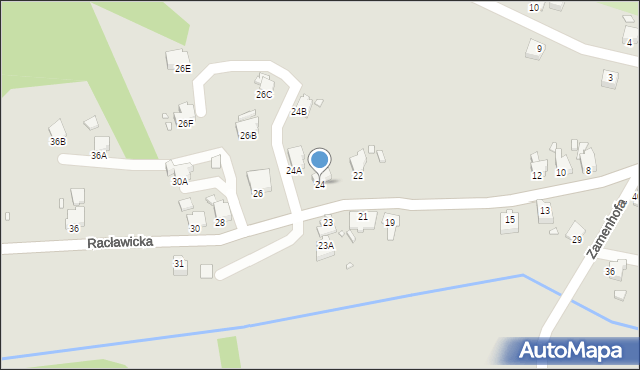 Rybnik, Racławicka, 24, mapa Rybnika