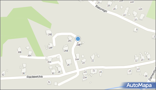 Rybnik, Racławicka, 24B, mapa Rybnika