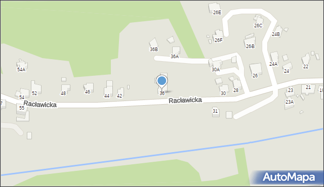 Rybnik, Racławicka, 36, mapa Rybnika