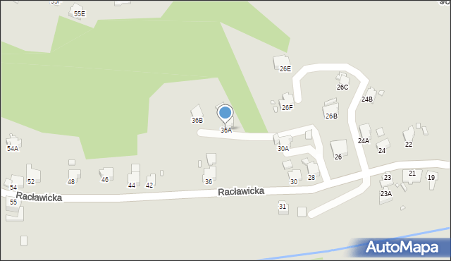 Rybnik, Racławicka, 36A, mapa Rybnika