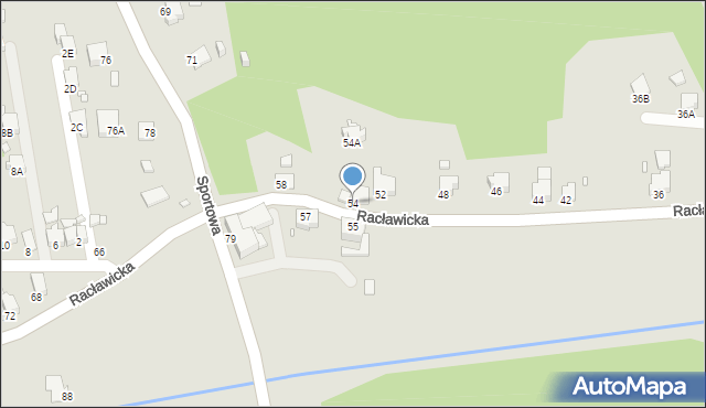 Rybnik, Racławicka, 54, mapa Rybnika