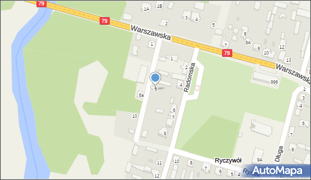 Ryczywół, Radomska, 5, mapa Ryczywół