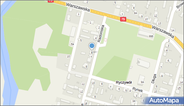 Ryczywół, Radomska, 6, mapa Ryczywół