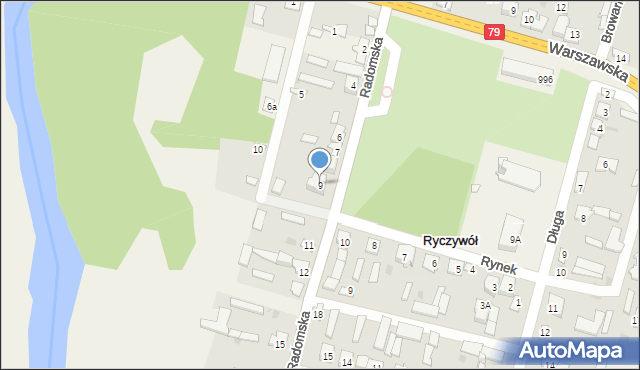 Ryczywół, Radomska, 9, mapa Ryczywół