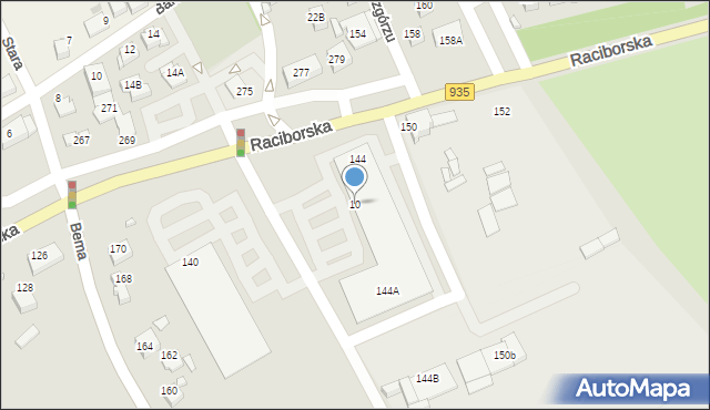 Rydułtowy, Raciborska, 10, mapa Rydułtowy