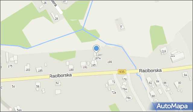 Rydułtowy, Raciborska, 199A, mapa Rydułtowy