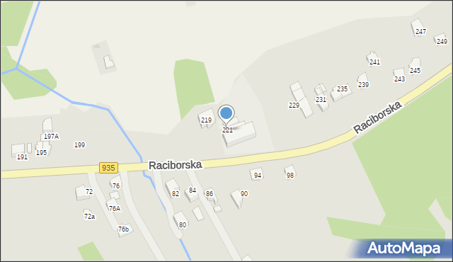 Rydułtowy, Raciborska, 221, mapa Rydułtowy