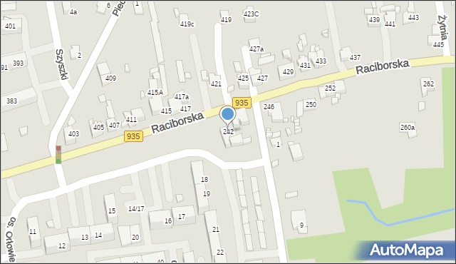 Rydułtowy, Raciborska, 242, mapa Rydułtowy