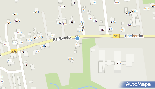 Rydułtowy, Raciborska, 262, mapa Rydułtowy