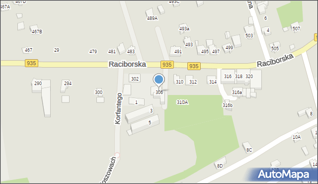 Rydułtowy, Raciborska, 306, mapa Rydułtowy
