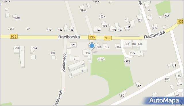 Rydułtowy, Raciborska, 308, mapa Rydułtowy