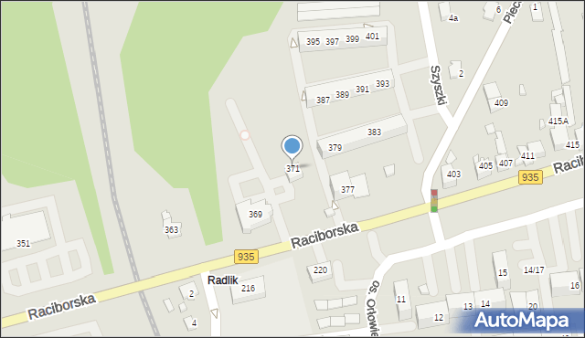 Rydułtowy, Raciborska, 371, mapa Rydułtowy