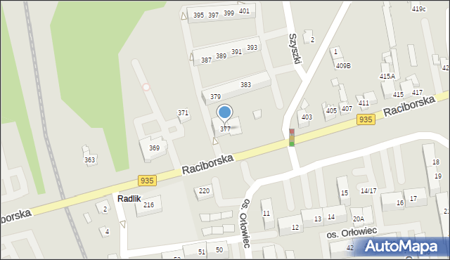 Rydułtowy, Raciborska, 377, mapa Rydułtowy