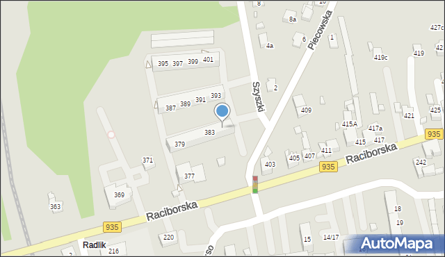 Rydułtowy, Raciborska, 385, mapa Rydułtowy