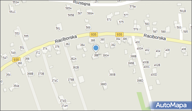 Rydułtowy, Raciborska, 388, mapa Rydułtowy