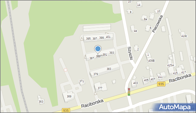 Rydułtowy, Raciborska, 389, mapa Rydułtowy