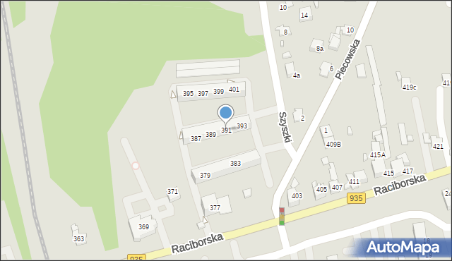 Rydułtowy, Raciborska, 391, mapa Rydułtowy