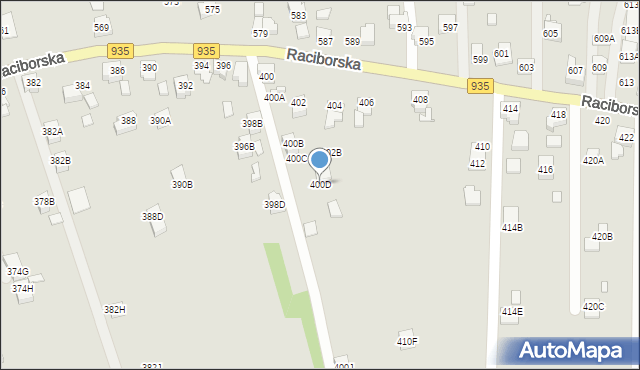 Rydułtowy, Raciborska, 400D, mapa Rydułtowy