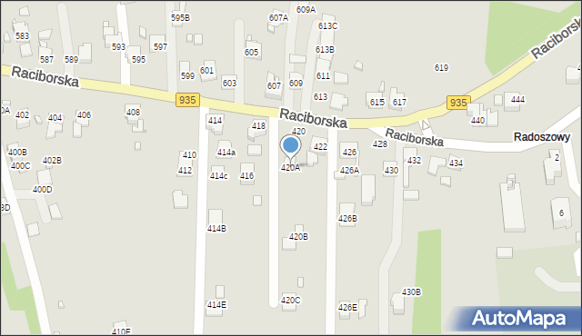 Rydułtowy, Raciborska, 420A, mapa Rydułtowy