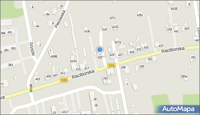 Rydułtowy, Raciborska, 421, mapa Rydułtowy
